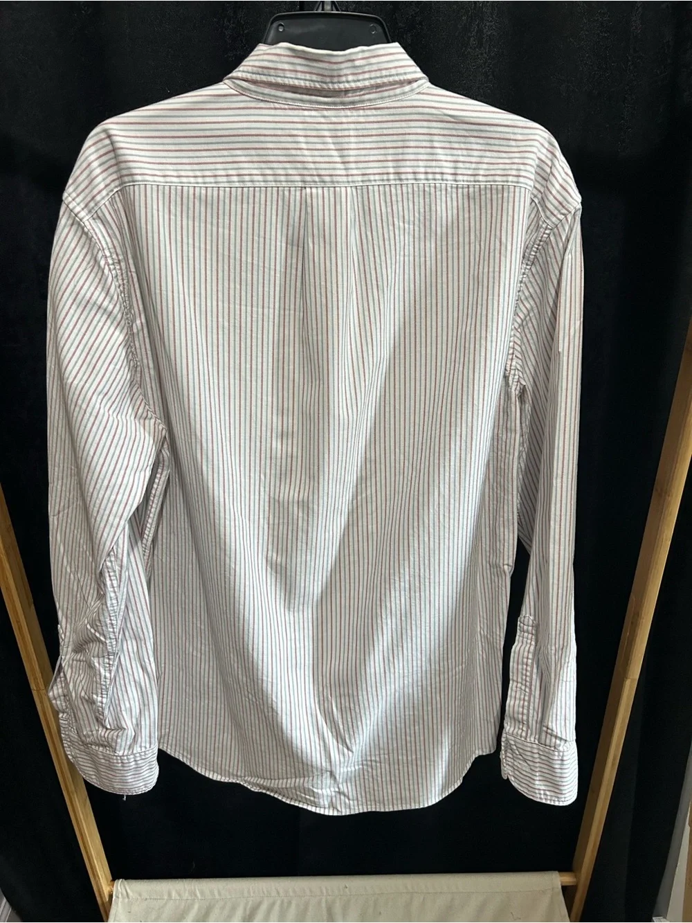 J. Crew White Button-Down Shirt with Red and Blue Stripes